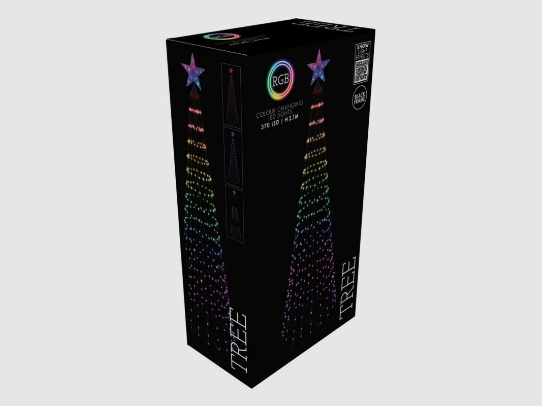 Silberner LED-Weihnachtsbaum 210 cm - 370 digitale RGB-LEDs mit Fernbedienung, Bild 2 von 3