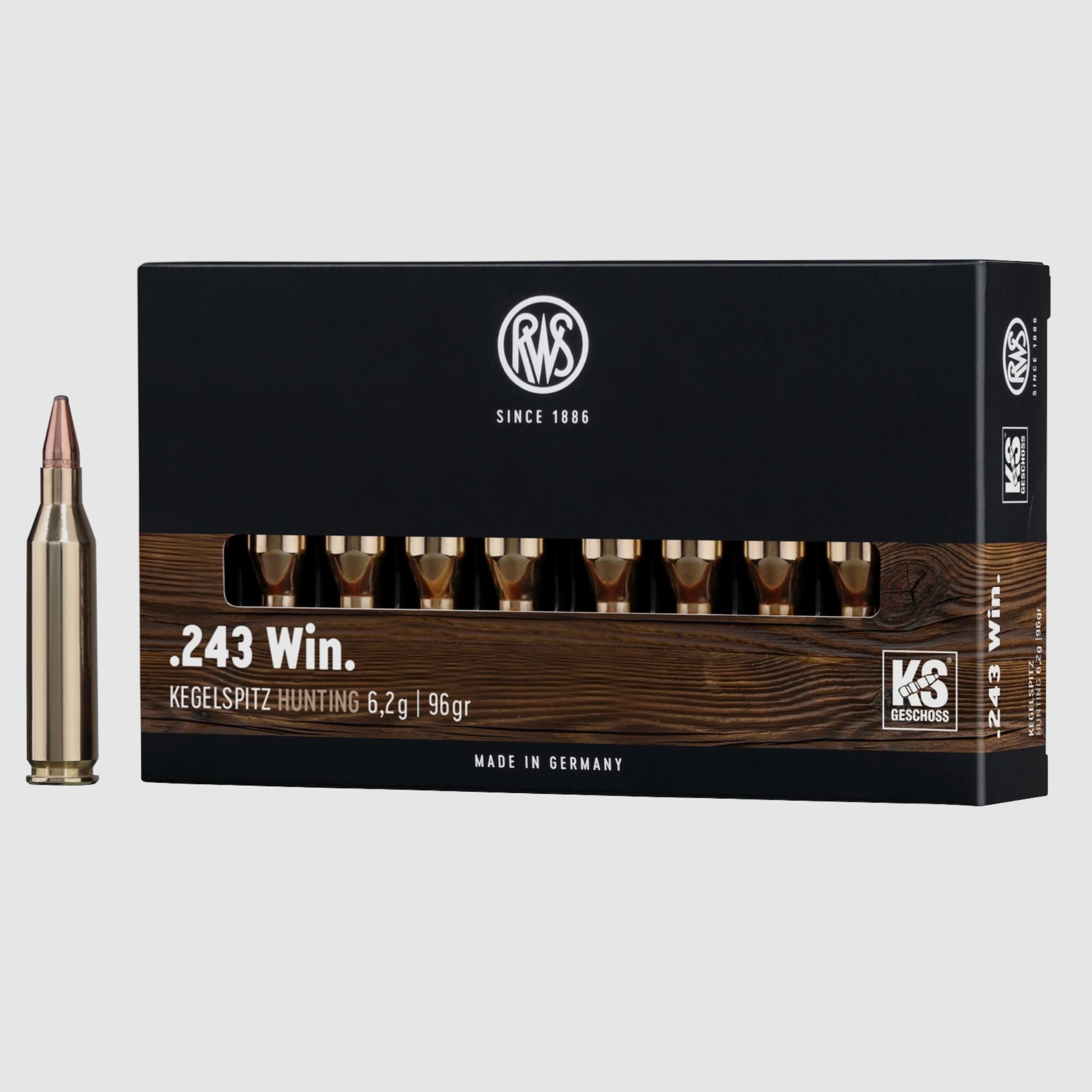 RWS 2116812 .243 Win. Pointe ogivale 6,2g 96grs. 20 pièces.
