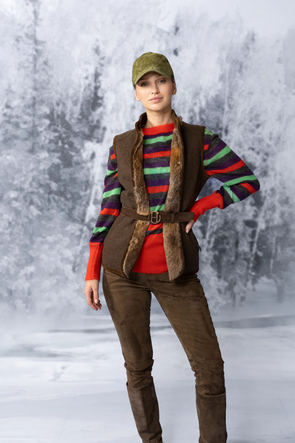 Habsburg Gilet Donna Wolkersdorf con Coniglio di Velluto Verde