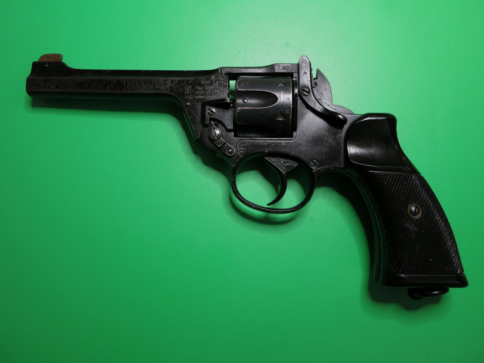 Orig. Enfield No. 2 Mark I. ORION Schreckschußrevolver 9mm R Knall, “War Finish”, absolute Rarität, PTB257, super selten!      #38