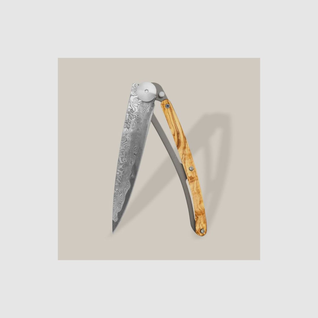 Couteau de poche Deejo en bois d'olivier | Damascus 88, image 1 sur 6