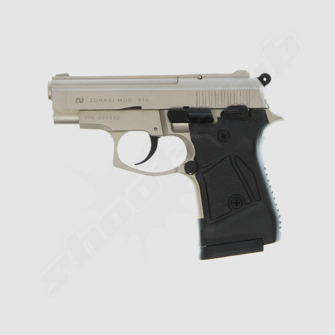 Zoraki 914 Satina Pistolet à Blanc 9 mm P.A.K. Ensemble de Cartouches