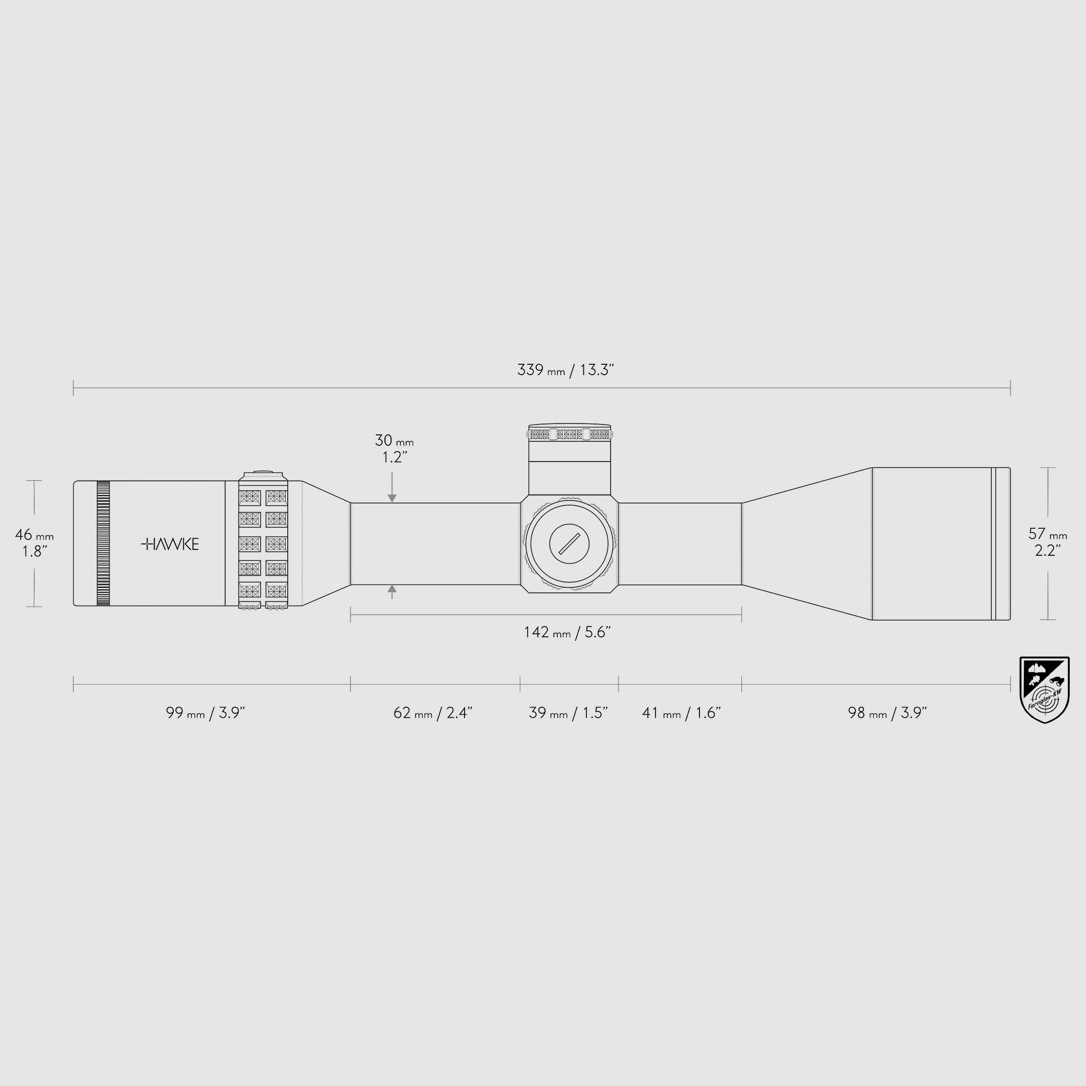 HAWKE 17450 Zielfernrohr Sidewinder 30 FFP 4-16x50 FFP Half Mil Absehen