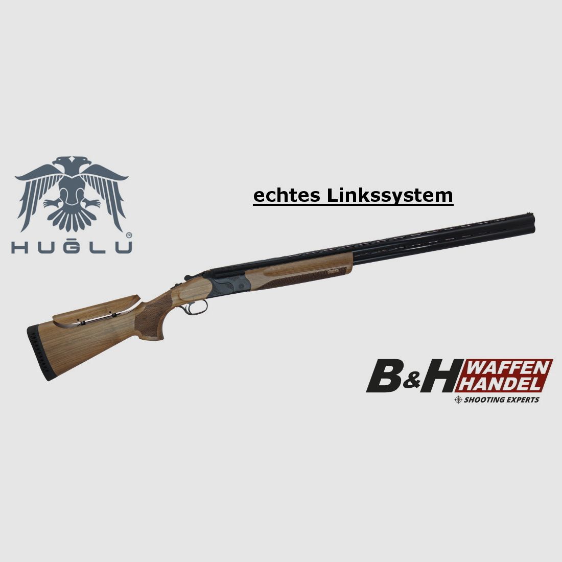  Huglu Bockdoppelflinte Victor schwarz echtes Linkssystem 71cm