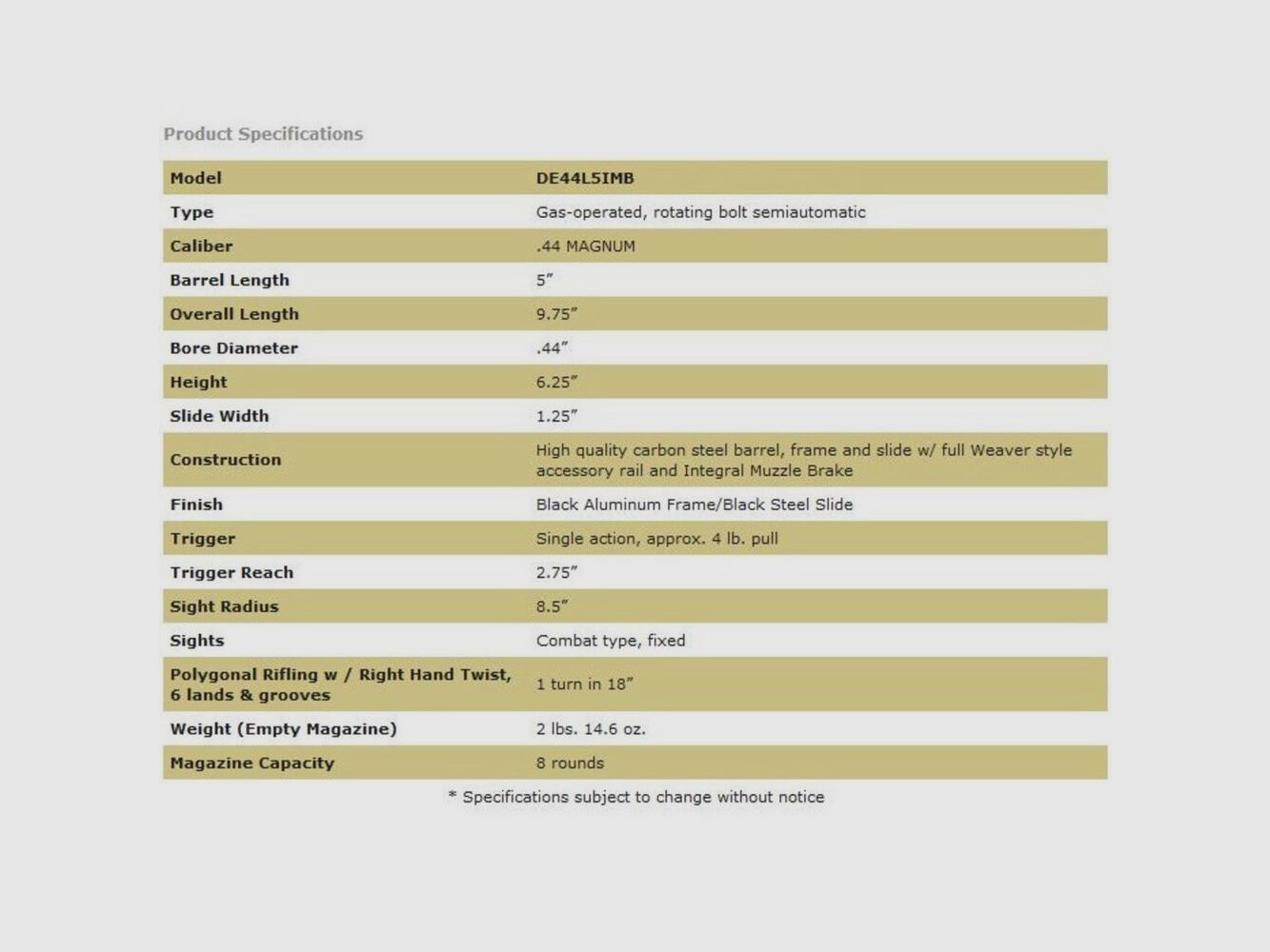 Magnum Research Desert Eagle L5" (5 Zoll) Black MBI .44RemMag