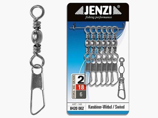 Jenzi Jenzi Karabinerwirbel vernickelt salzwasserfest Gr. 2 6 Stück