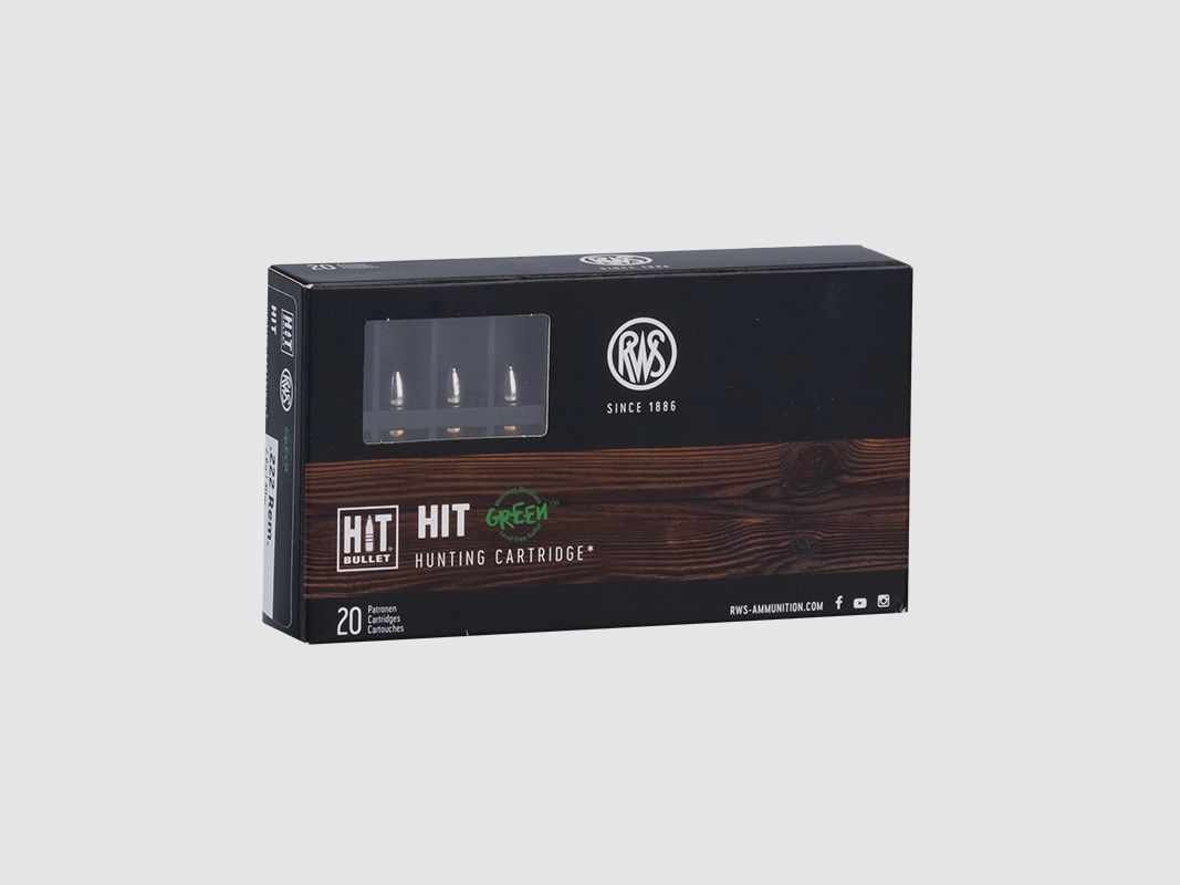 RWS .222 Remington HIT 2,6g/40gr Büchsenpatronen Bleifrei