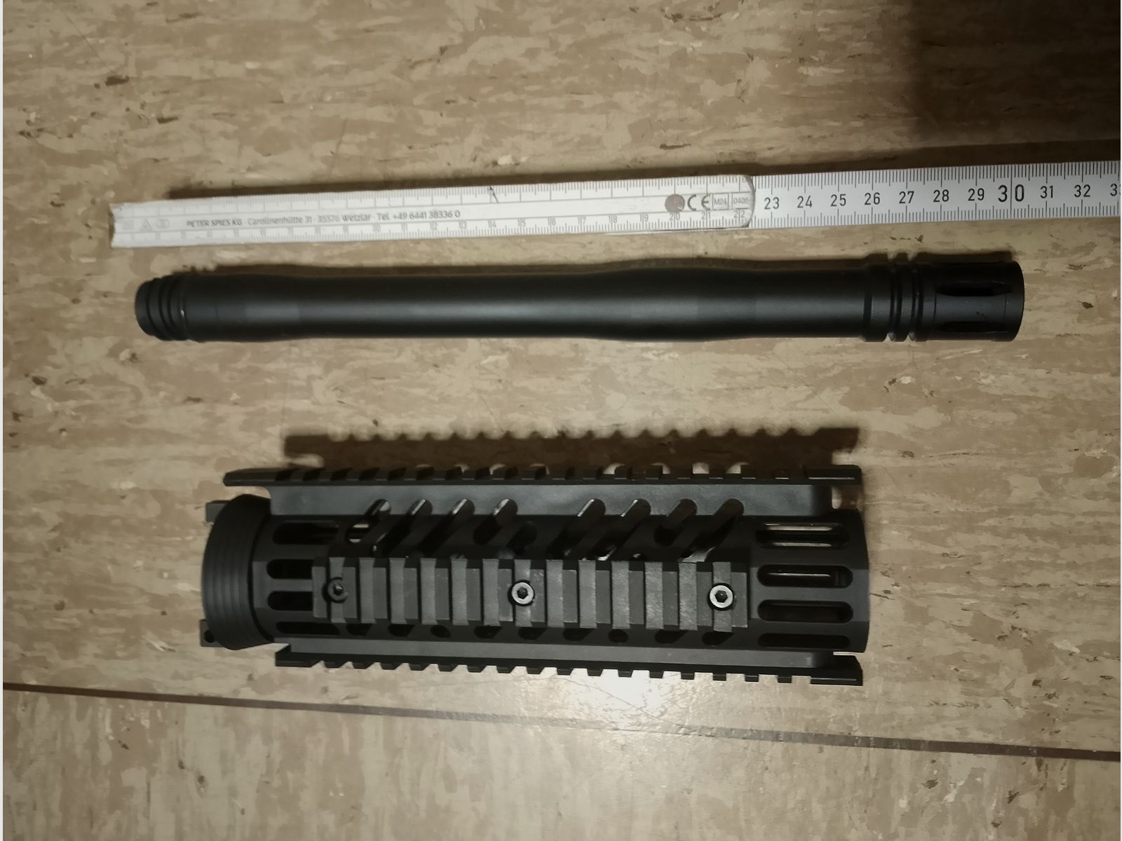 Original tippmann tmc Elite 12zoll Lauf cal .68 und Handguard mit 3 Picantinny Schienen 21mm Rails im set neuwertig Zubehör Paintball Makierer