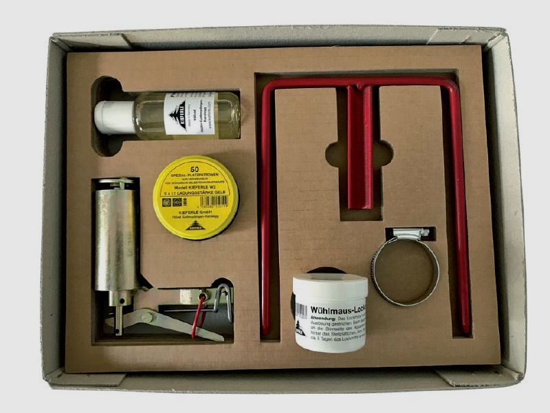 Wühlmausselbstschuss Komplettset und Schalldämpferbox