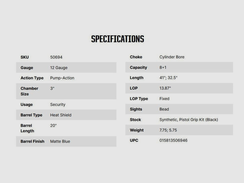 Mossberg 590 Persuader 9 colpi 20" (20 pollici) 12/76