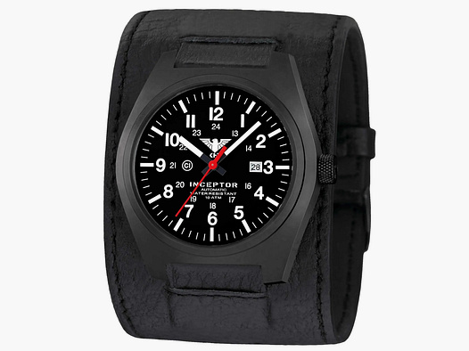 KHS KHS Horloge Inceptor Black Steel Automatisch Lederen Krachtband