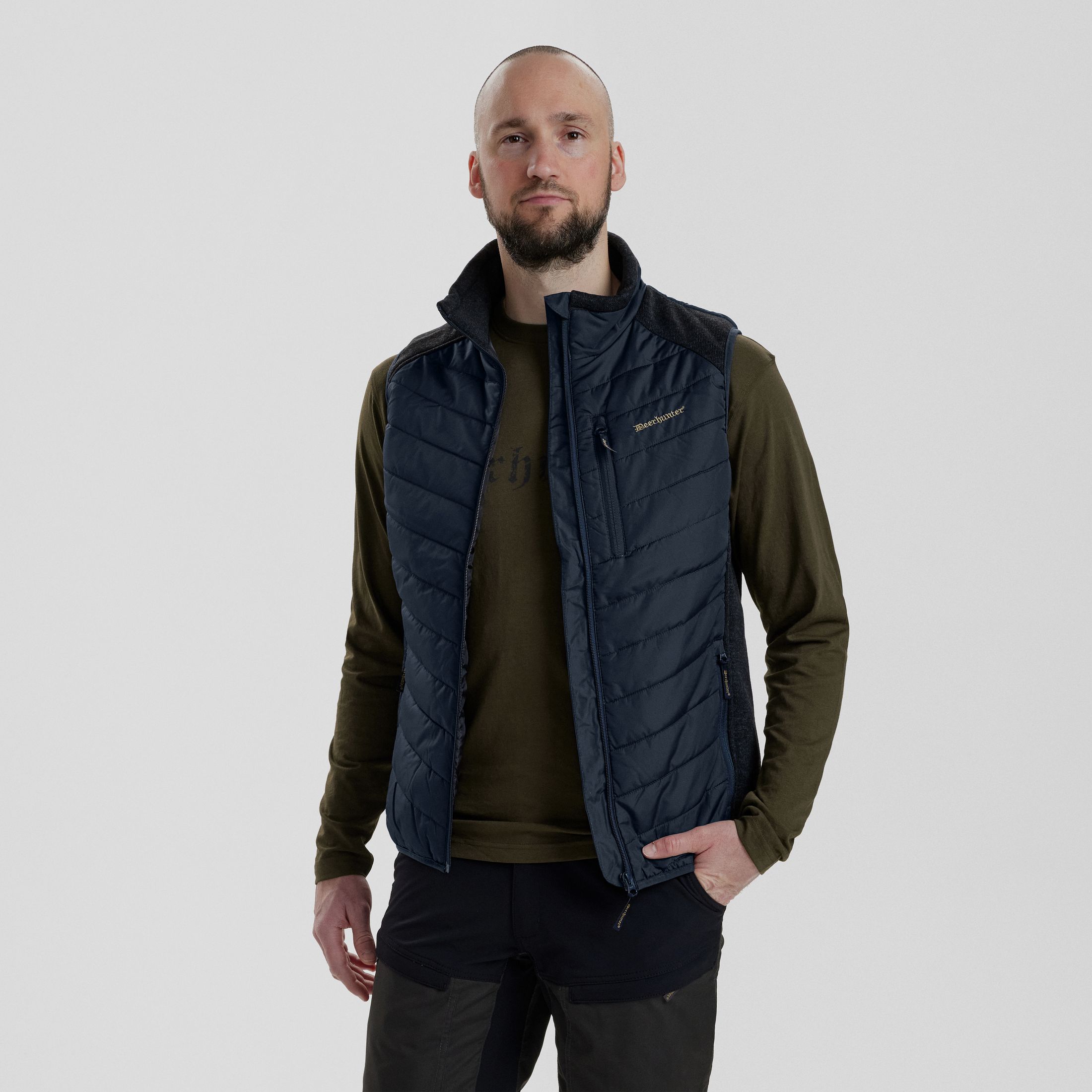 Moor Padded Vest with Knit - Dark Blue - Size: S