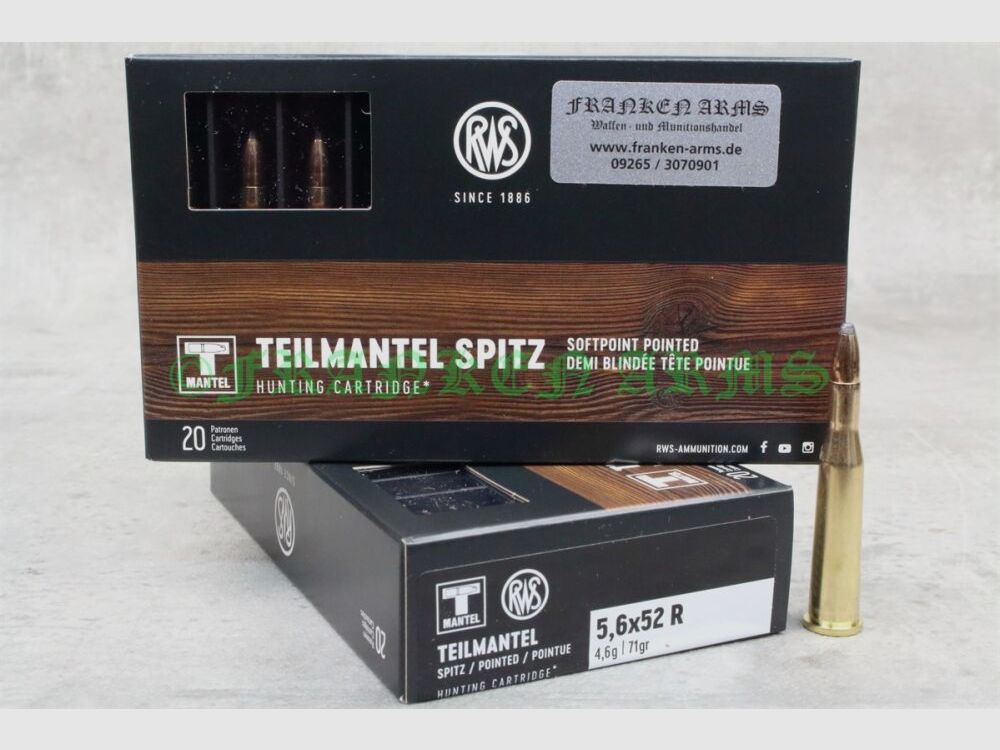 RWS Teilmantel 5,6x52R 71gr. 4,6g 20 stuks staffelprijs