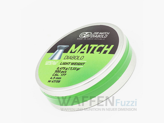 JSB Match Diabolo Kaliber 4,5mm Flachkopf Leicht Gewicht 0,475g