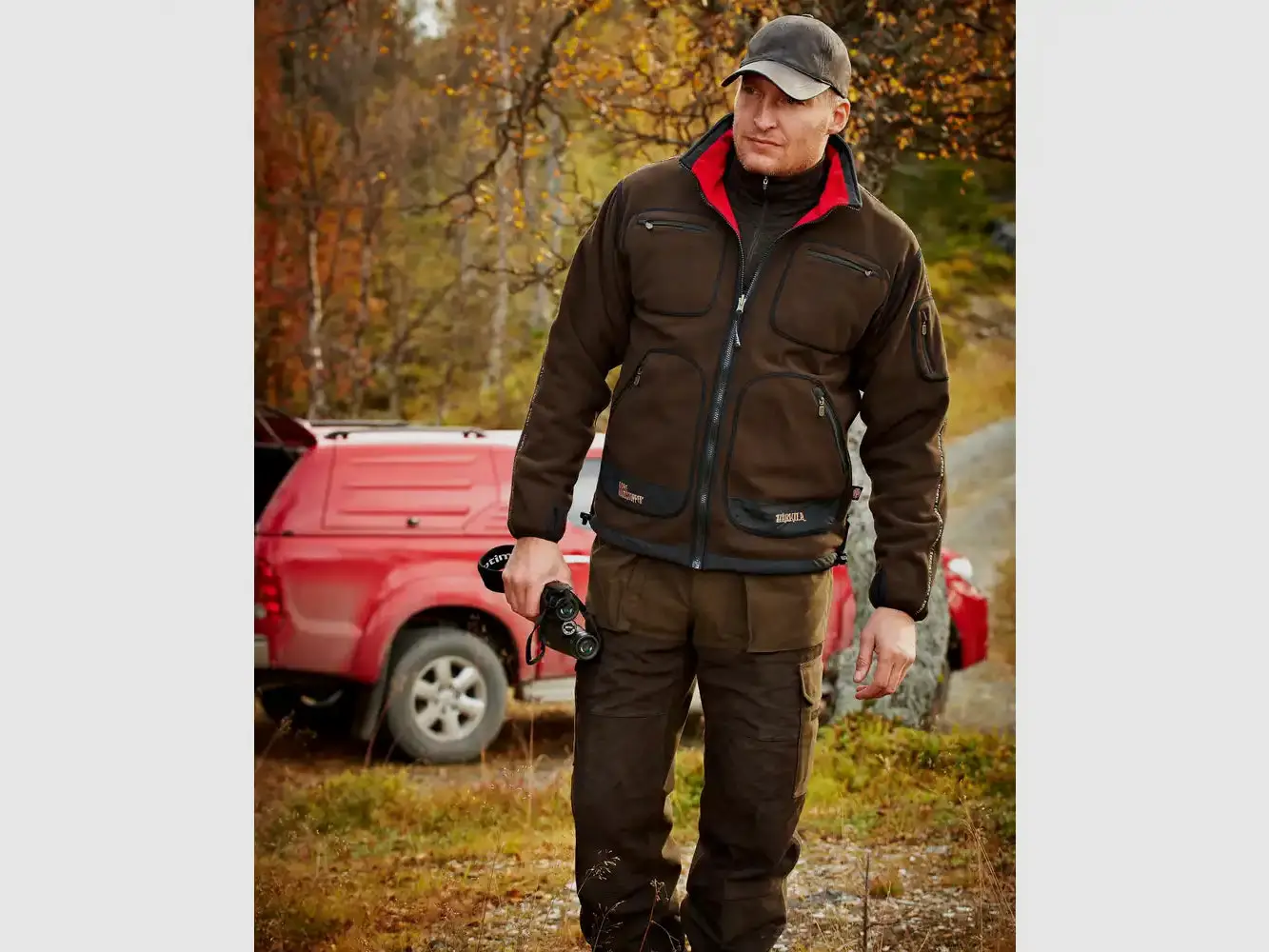 Härkila Kamko Fleecejacke wendbar - Braun / Rot, Bild 4 von 11