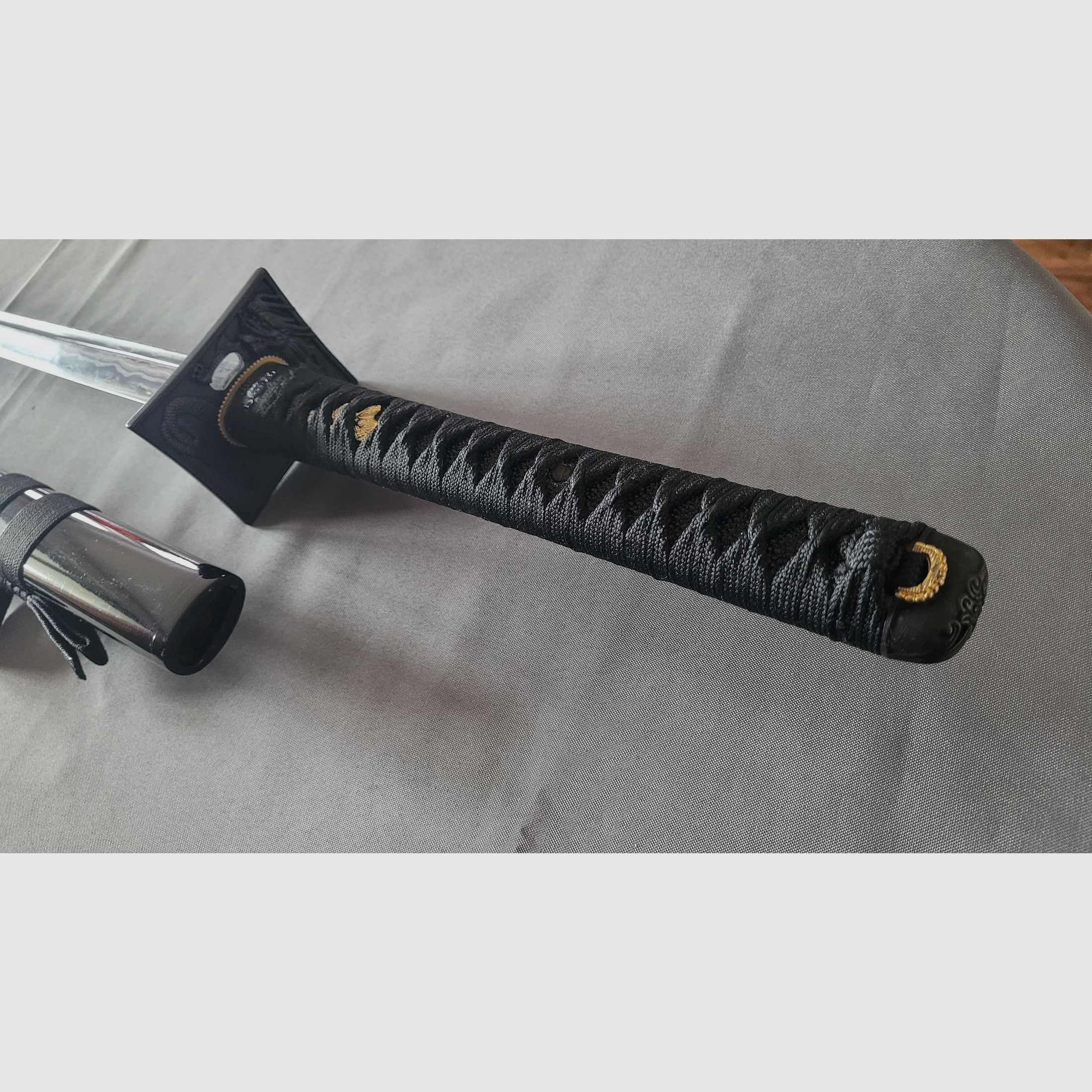 Ninjato Katana Schwert Schwarz Roter Damast wie Neu