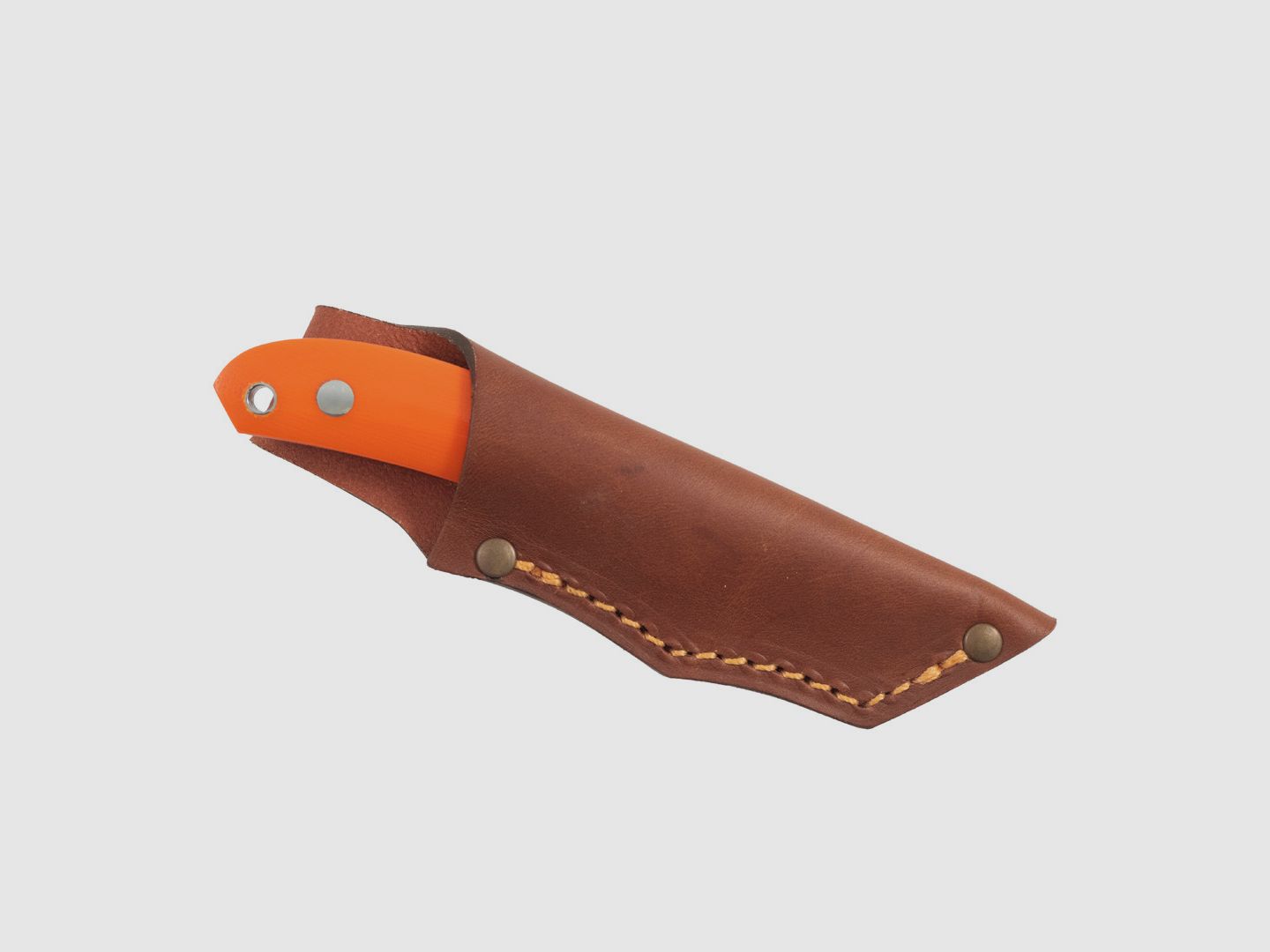 Casström Safari Mini Hunter, Pomarańczowy G10, Skórzana pochwa