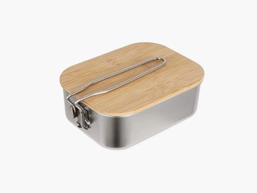 Edelstahl Lunch Box mit Schneidebrett aus Bambusholz