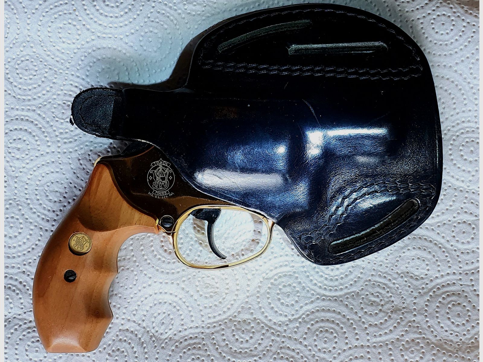 S&W  PTB Gas-Revolver   "Chiefs Special"   GOLD, Holzgriff + Holster