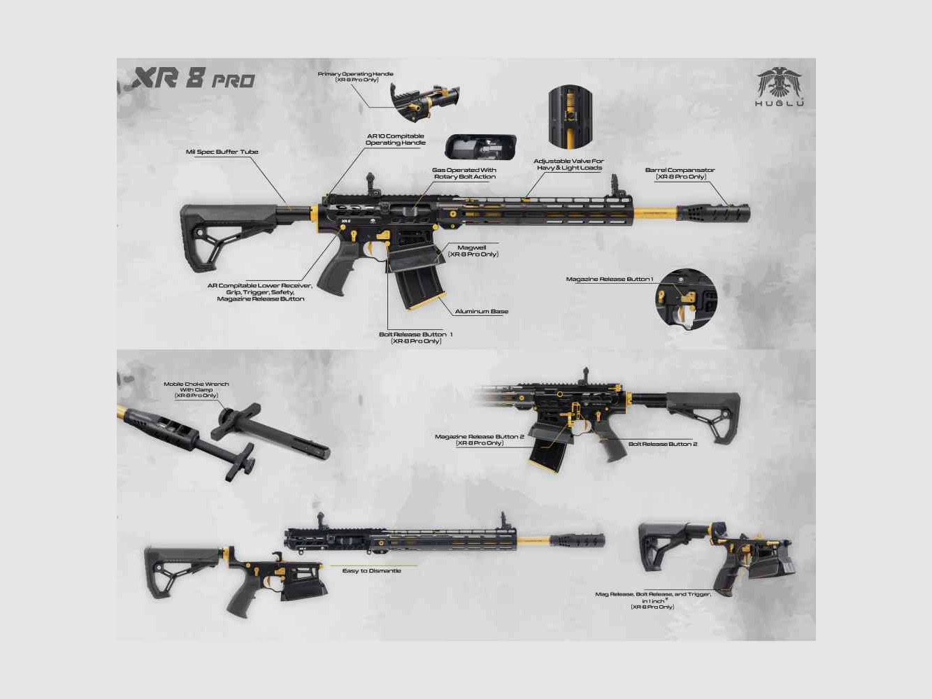 HUGLU XR-8 PRO 12/76 LL 47cm Schwarz / Orange 5 Chokes Kompensator