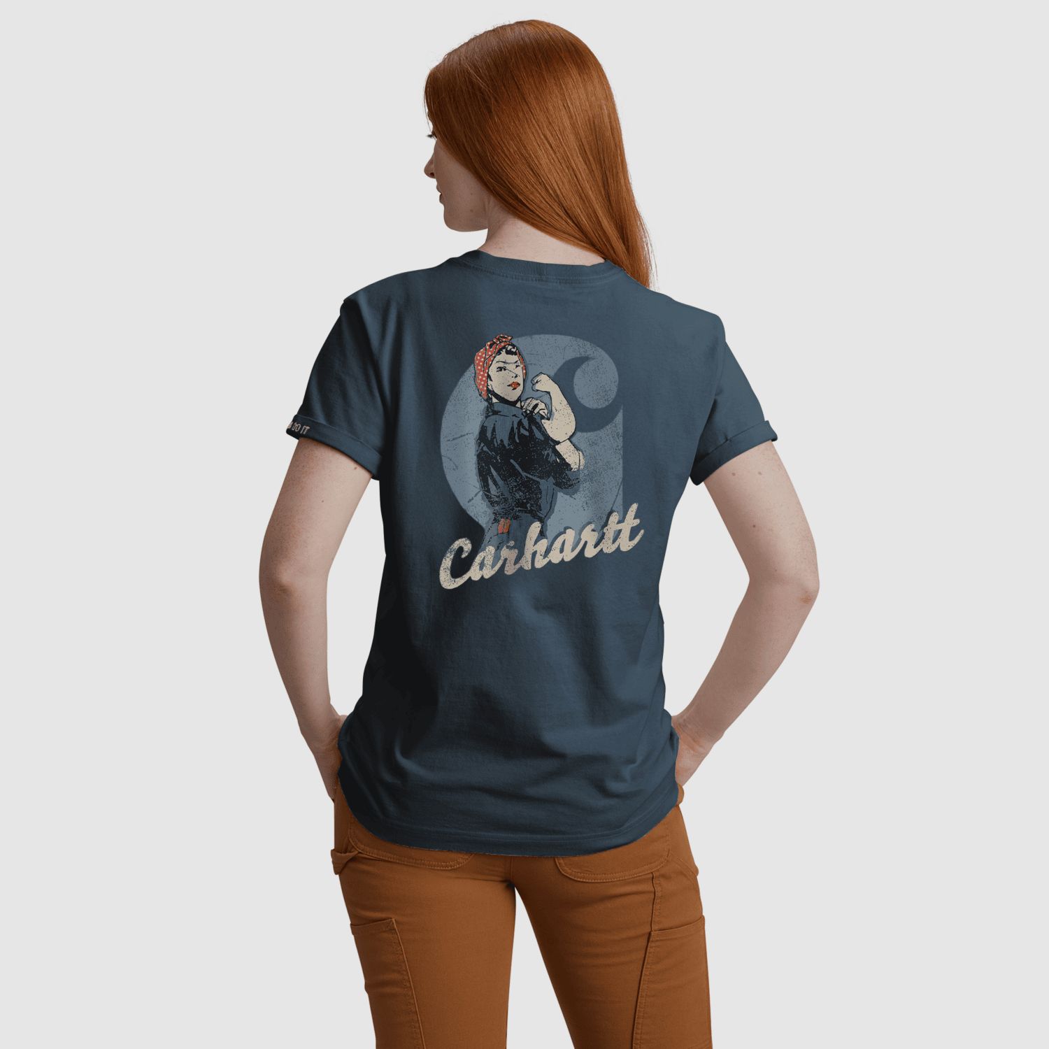 Carhartt Dearborn Loose Rosie T-Shirt Kobiety Iron Blue M