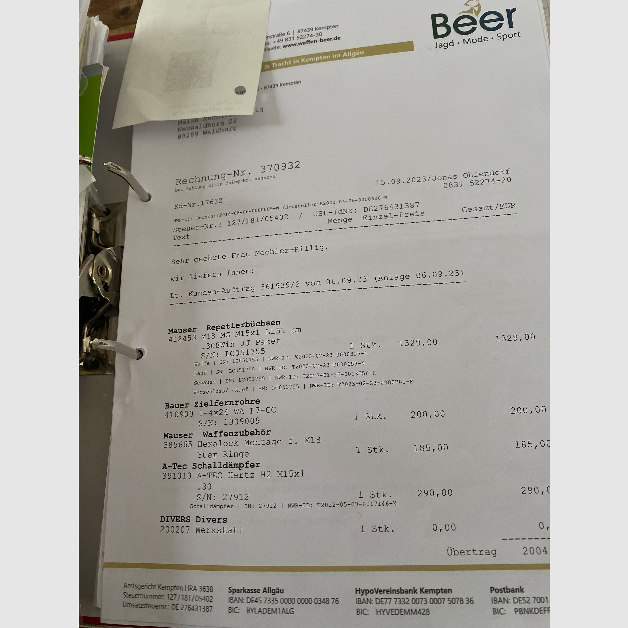 Fucile da riporto Mauser M18