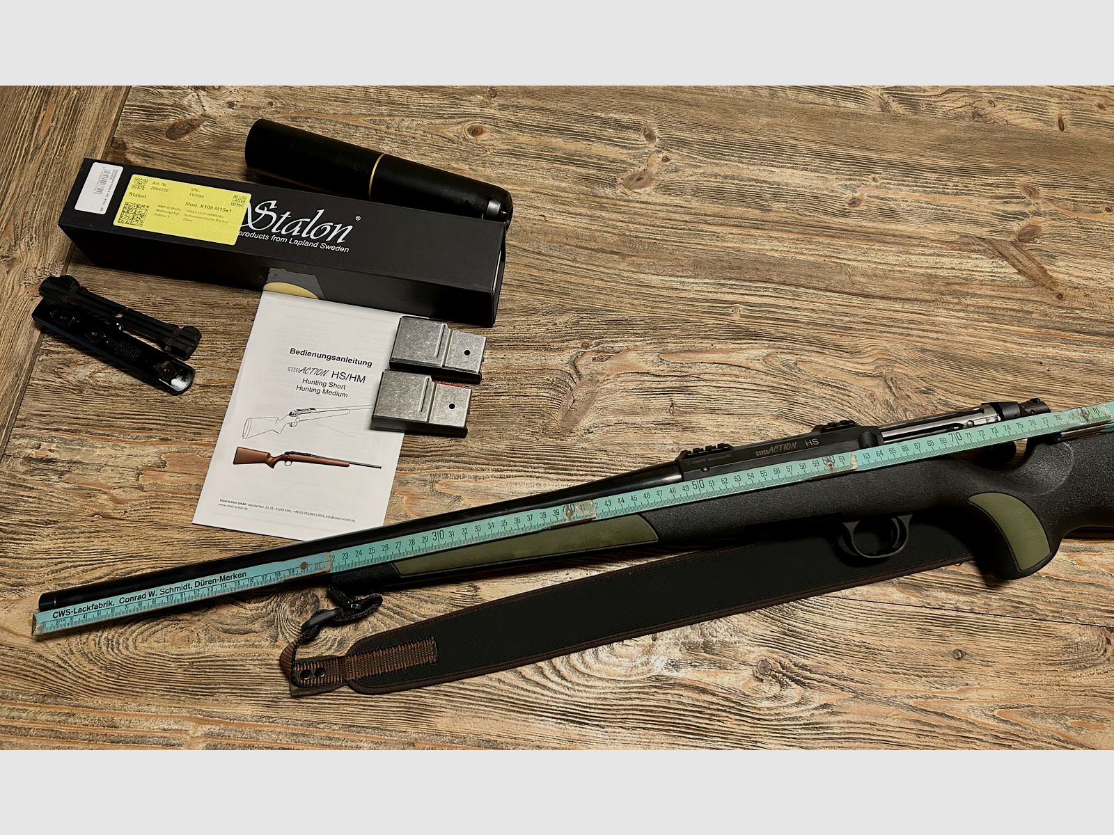 ACCIÓN DE ACERO HS .308Win con montaje y silenciador