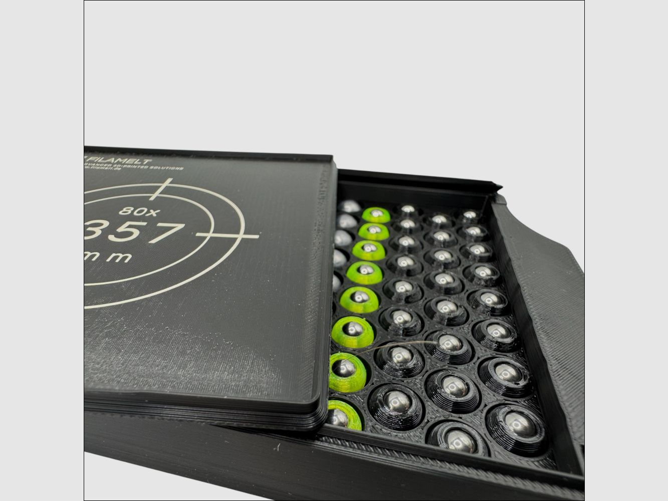 Diabolo-Box für 80x .357 / 9 mm – Praktisch, stapelbar, wiederverwendbar. Matchbox