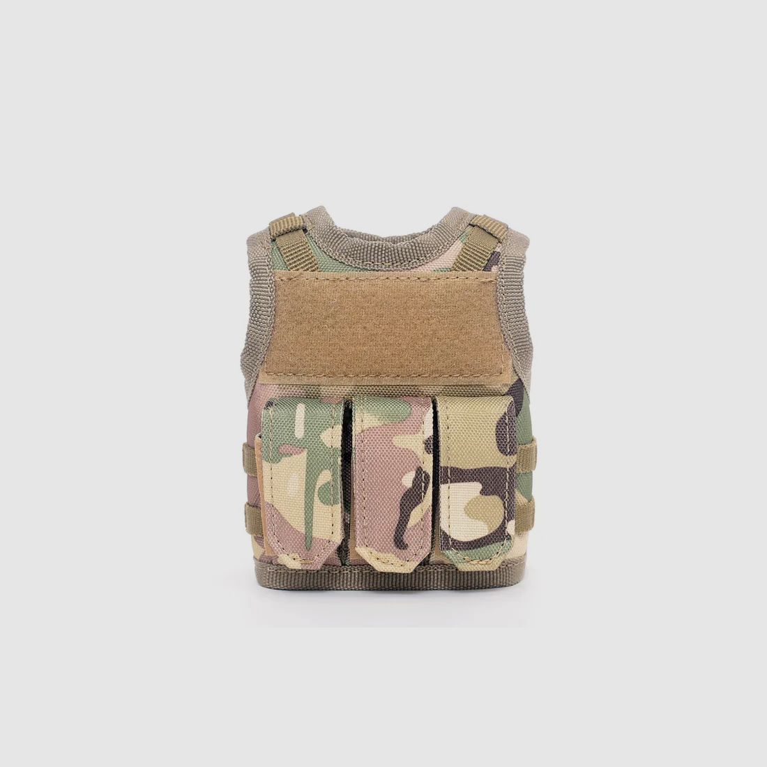 Mini tactische kogelwerende vest met frontzakken voor bierfles / wijnfles / thermosfles - MultiCam