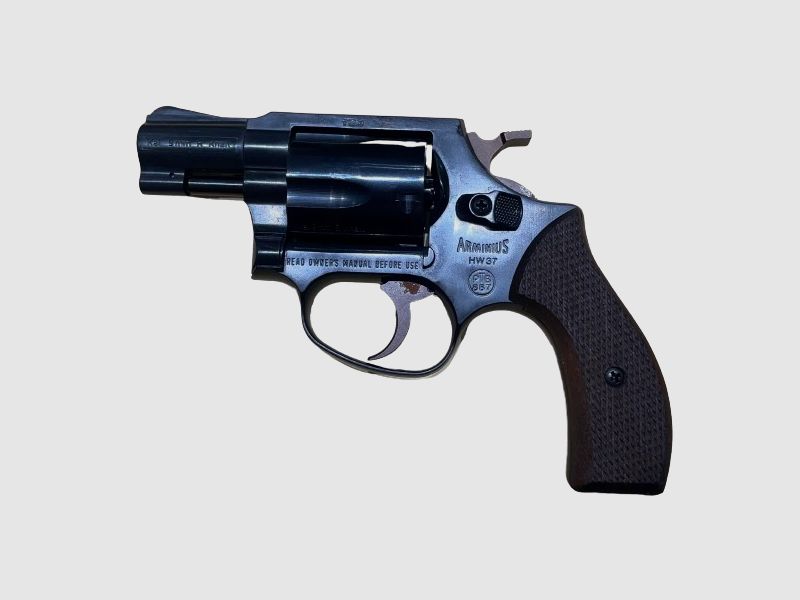 WEIHRAUCH HW 37 -. SCHRECKSCHUSSREVOLVER - SCHWARZ - HOLZGRIFF - 9MM R.K.