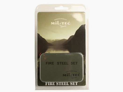 MIL-TEC Fire Steel Set mit Behälter