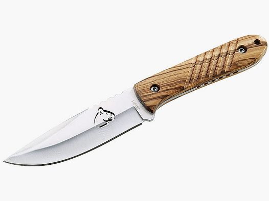 Cuchillo de cinturón Puma TEC, AISI 420, madera de cebra, funda de cuero,