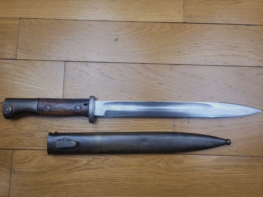 Raro Baionetta 84/98 2° tipo – Gottlieb "con due anelli" – rarissimo fodero 4° tipo "a freccia" – TTBE, immagine 2 di 16