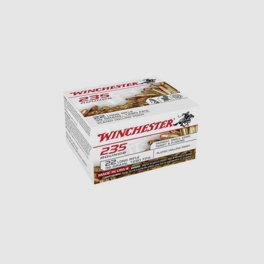 BOX MIT 235 PATRONEN WINCHESTER 22LR COPPER PLATED HOLLOW POINT 36G, Bild 2 von 2