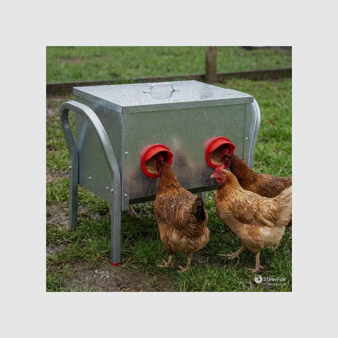 GAUN Futterstelle verzinkt 15 kg mit 4 Eingängen für Geflügel, Bild 1 von 6