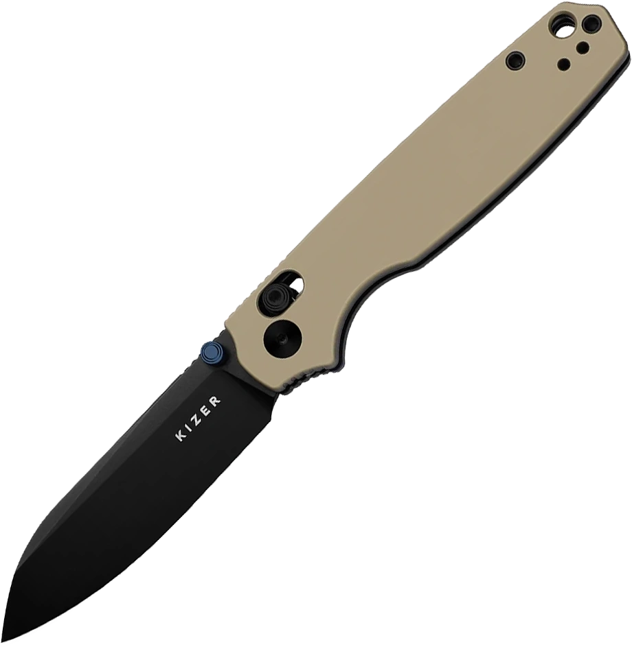 Nóż składany Kizer Pokiman CS Tan Aluminum, Black PVD AEB-L (3789A6)