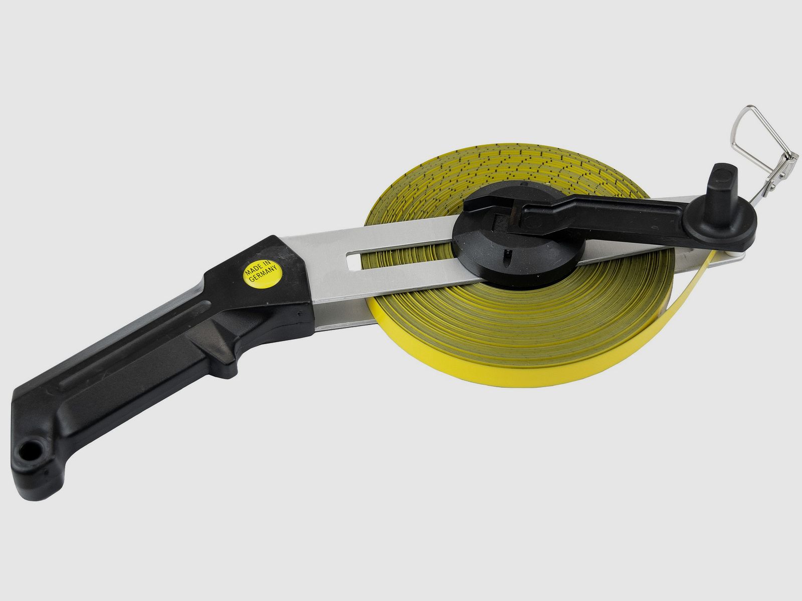 Stewe-Nox Stahlbandma mit gelbem Polyamidmantel auf Alu-Schrgrahmen