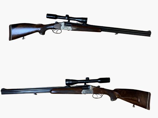 Fusil à deux coups Bockbüchs Franz Sodia Cal. 7x65R et 12/70 ZF : Karl Kahles Helia S 6x42