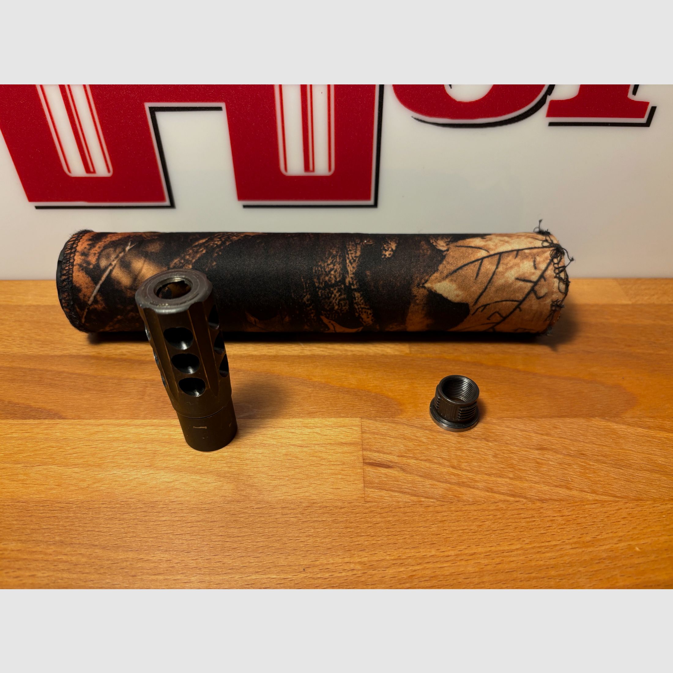 Schalldämpfer A-Tec Optima 45 OB .375 cal. mit A-lock Set Mündungsbremse und 2 Adapter!