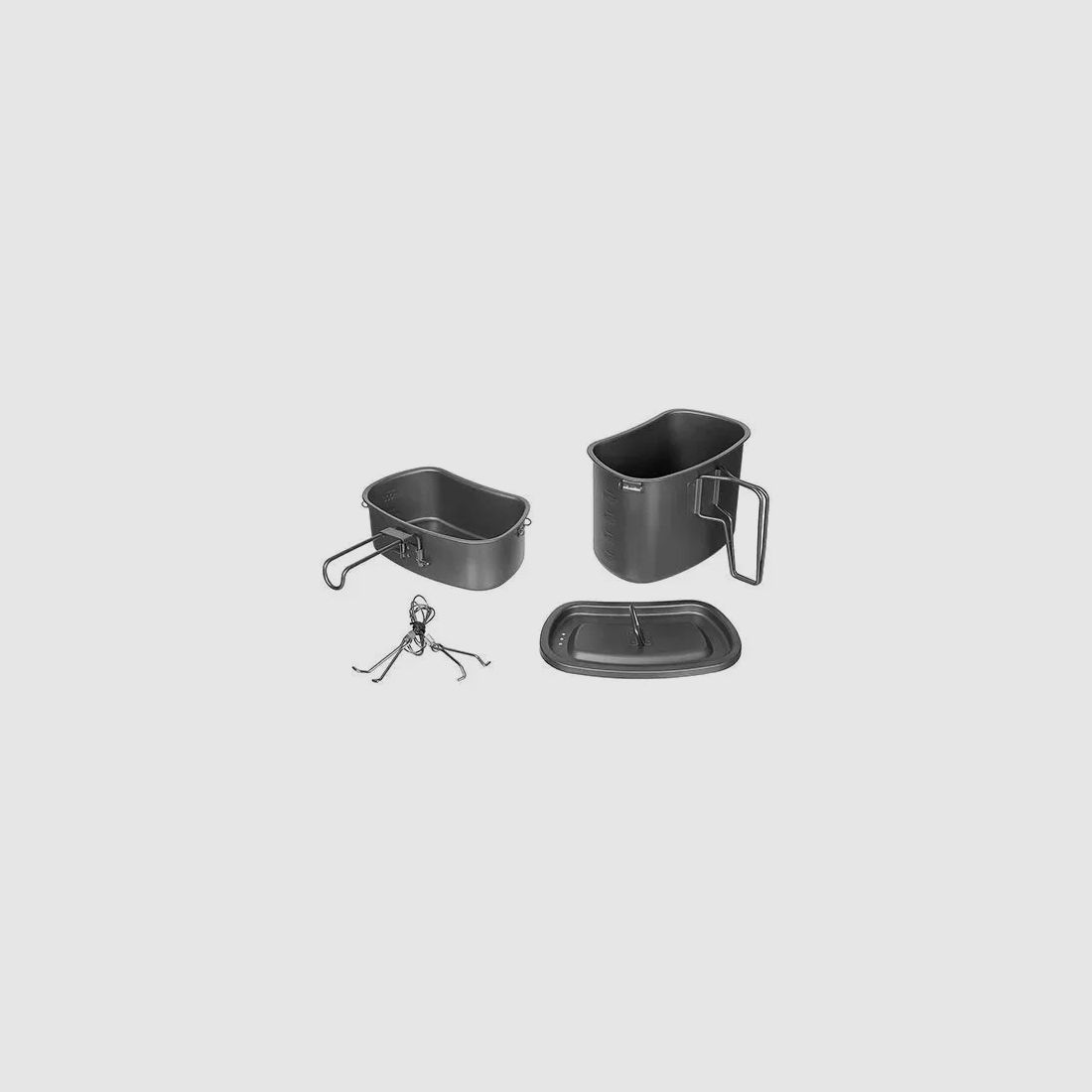Fox Outdoor Kochgeschirr mit Klappgriffen Titan 3-teilig
