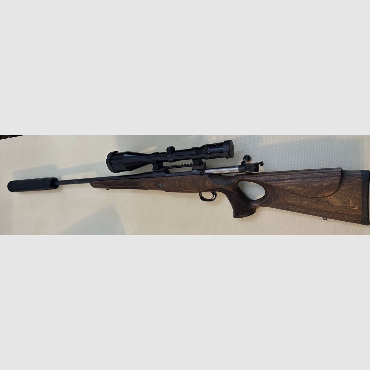 MAUSER M12 carabina a ripetizione calibro .308Win con ottica di mira + silenziatore + calcio a buco + guida Picatinny