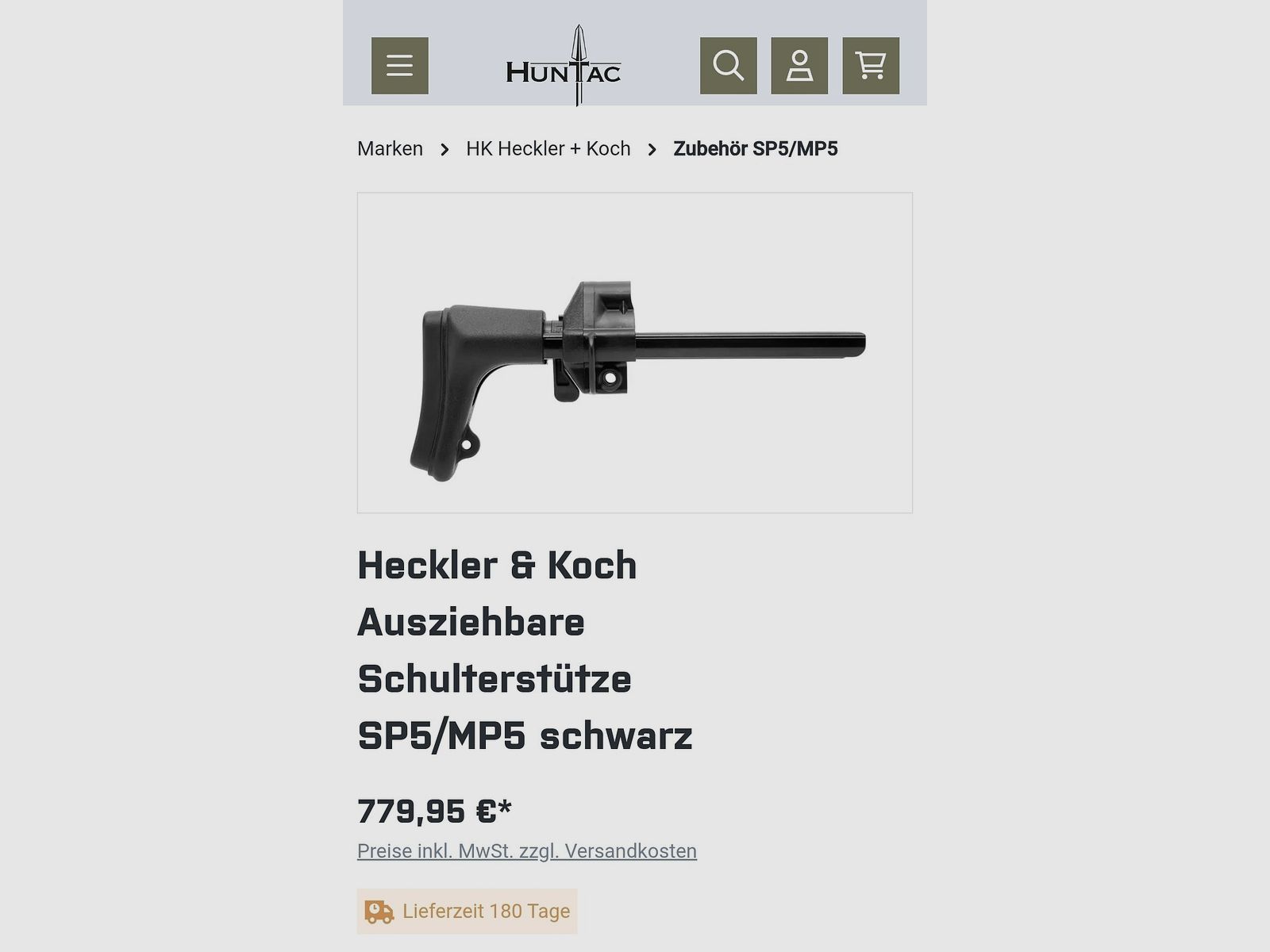 Heckler & Koch Ausziehbare Schulterstütze Schaft SP5 MP5 [Sofort Verfügbar]