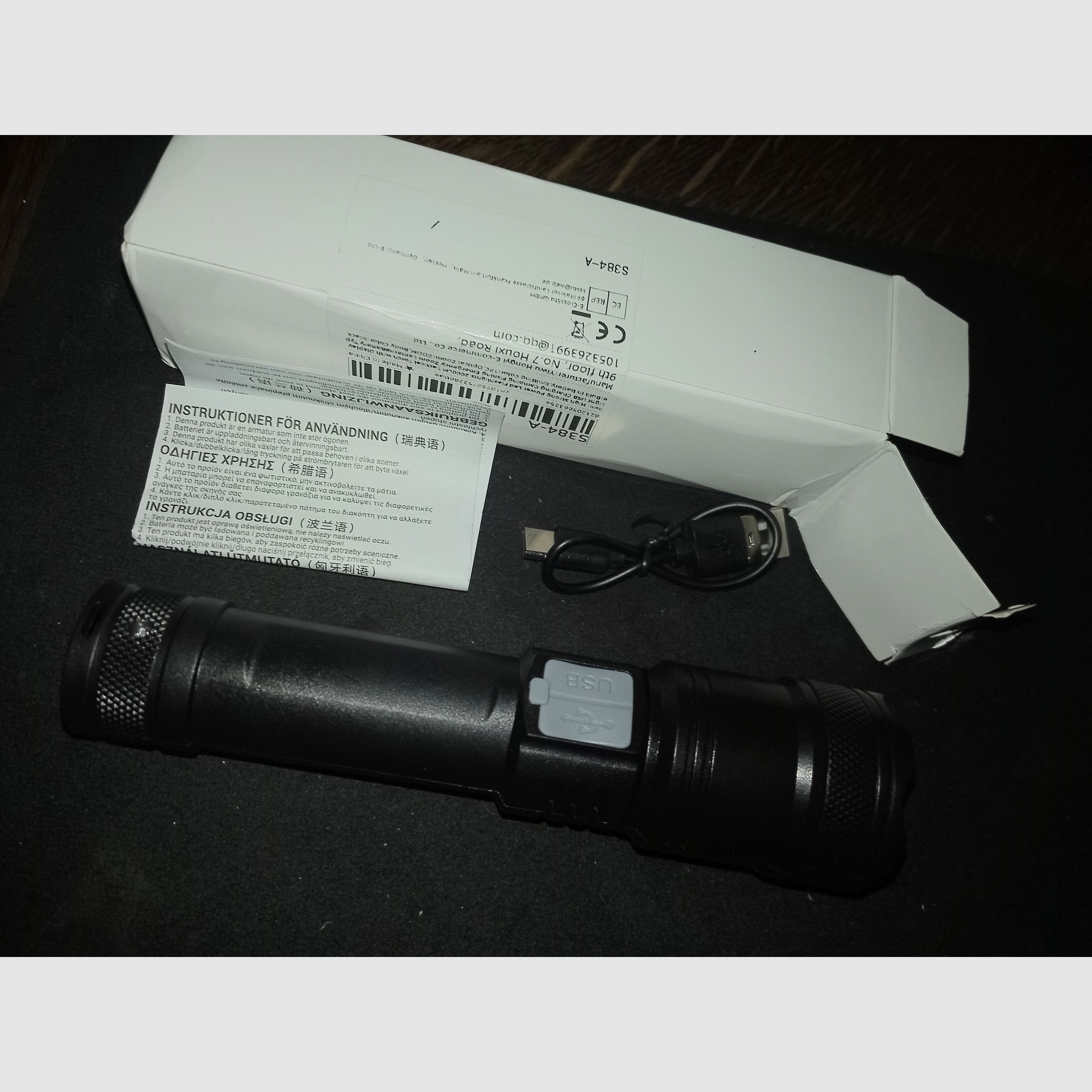 Taschenlampe Strobo funktion Aufladbar usb digital anzeige Zoom tactical Flashlight
