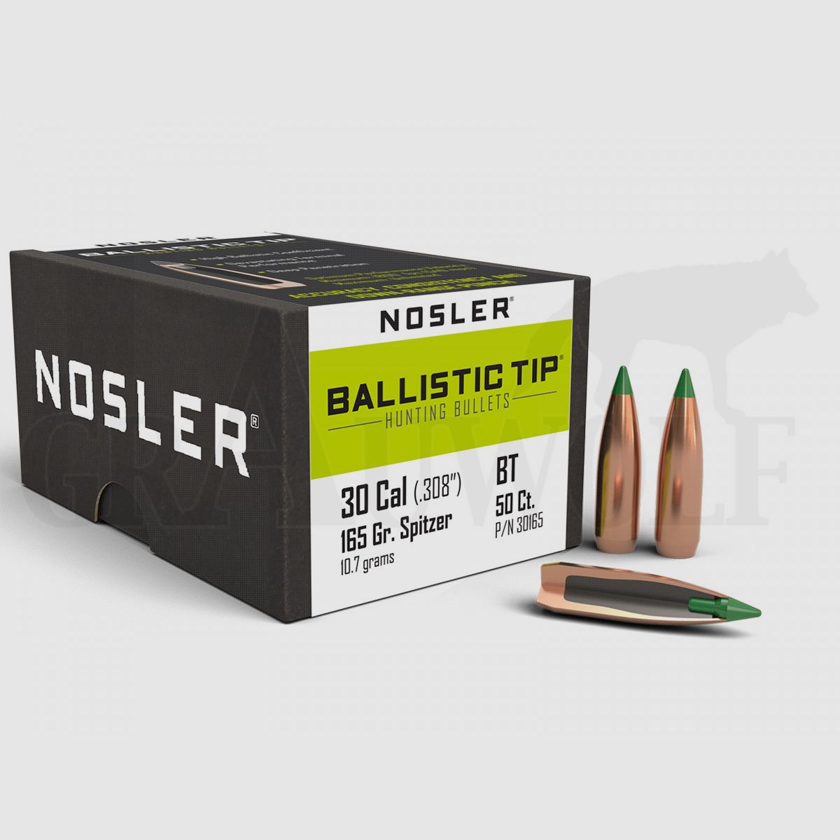 .308 / 7,62 mm 165 gr / 10,7 g Nosler Ballistic Tip Pociski 50 Sztuk