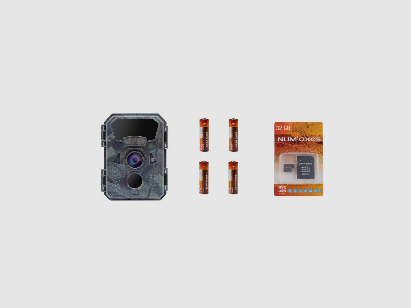 NUM'AXES - Camera Trap Pack PIE1066 + 4 AA LR6 Batterijen + 32 Gb Geheugenkaart, afbeelding 1 van 3