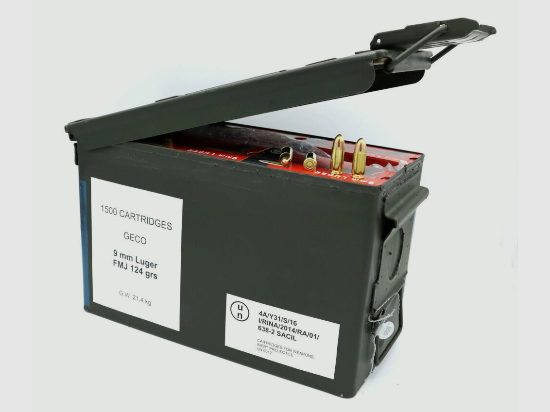 GECO 9mm Luger Geco EU 8.0g/124 grs. VM 1500 pcs in the NATO box