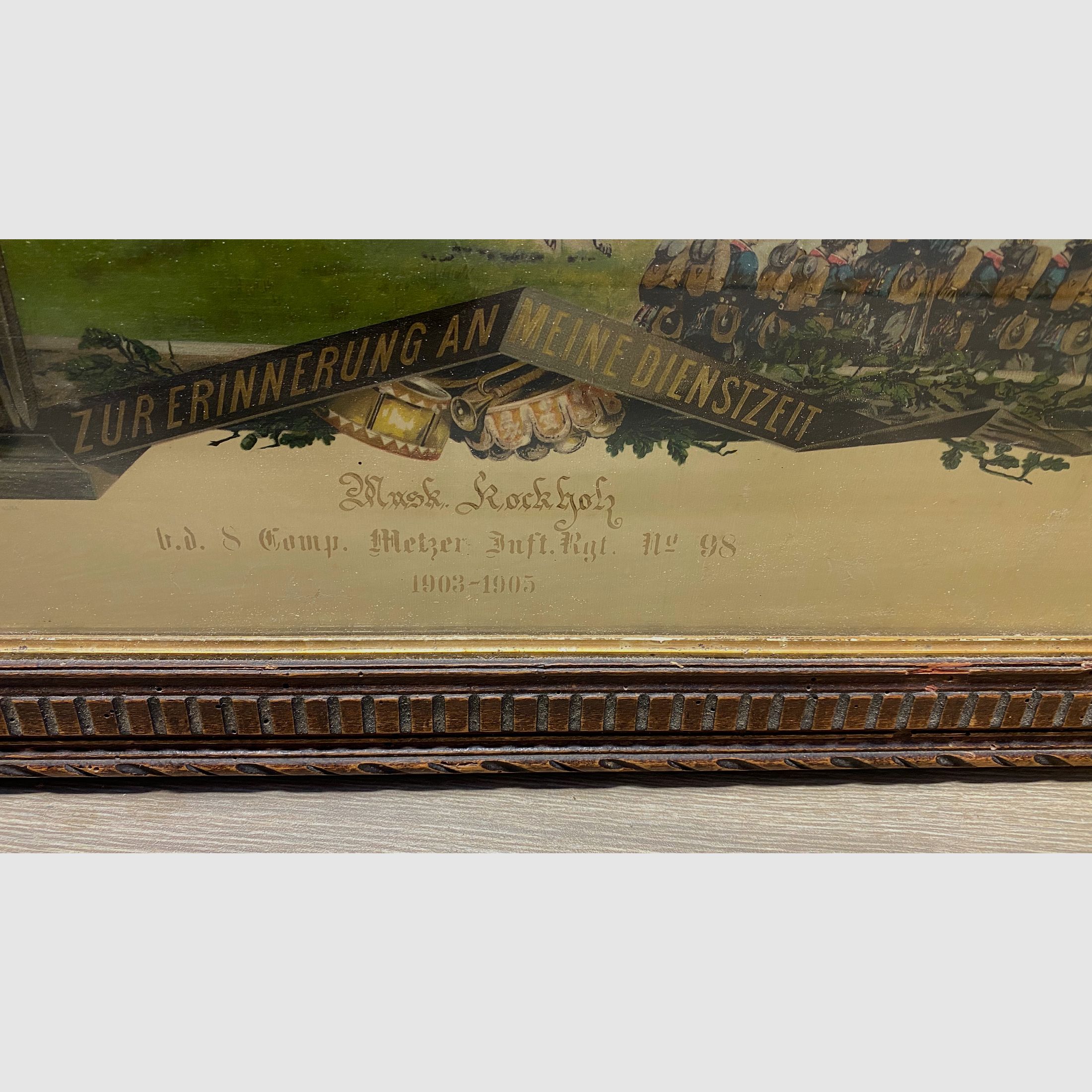 Pfeifenkopf Porzellan, Reservisten Pfeifenkopf mit Reservistenbild, Reservistenpfeife, Rockholz 1905