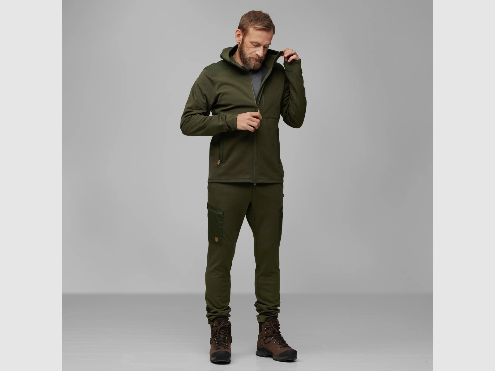 FJÄLLRÄVEN Keb Fleece Hoodie M Deep Forest