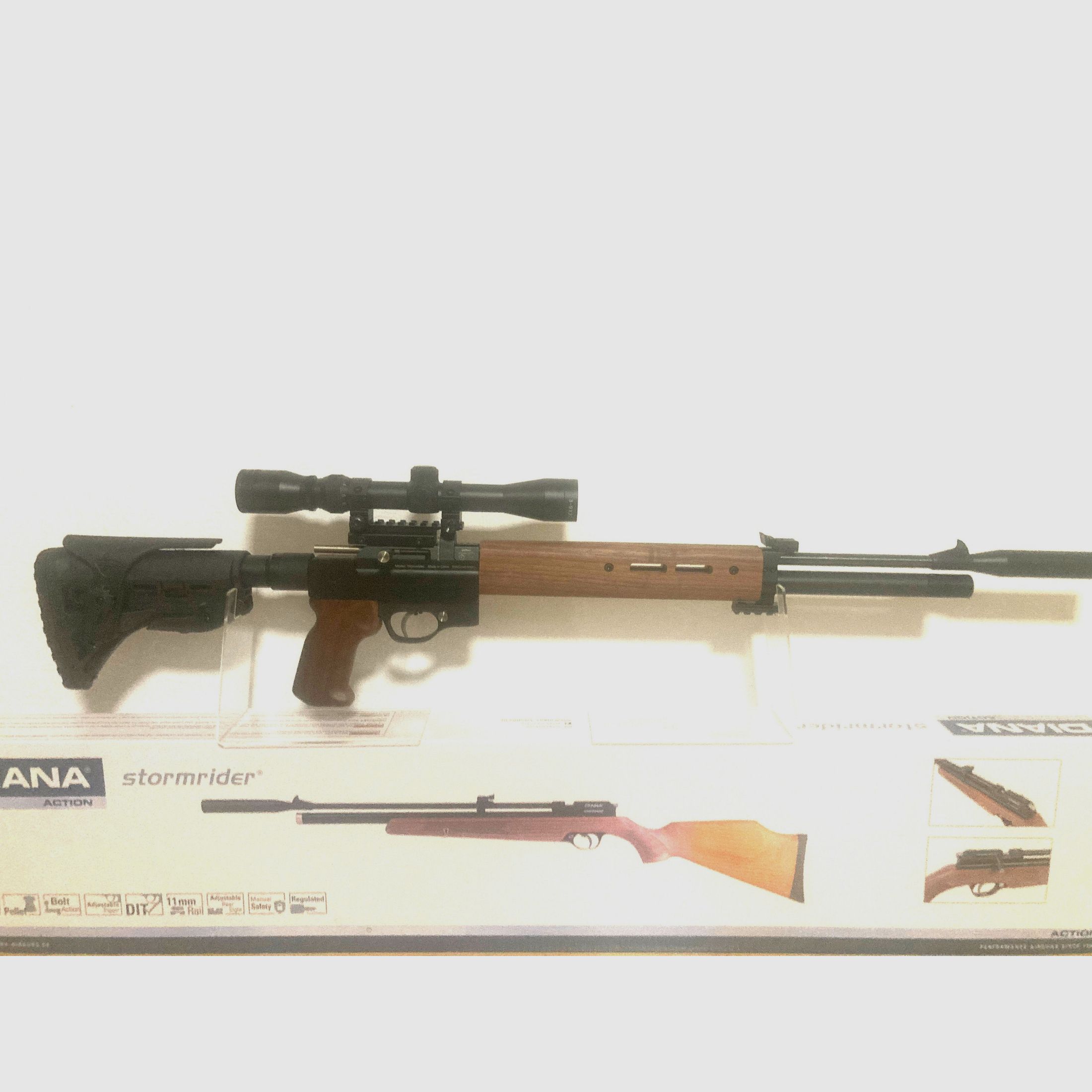 Carabina ad aria compressa Diana Stormrider "Paratrooper Classic" con sistema di stock pieghevole in alluminio stile WW2/50s, F libera da 18 anni con kit export 35J, immagine 8 di 8