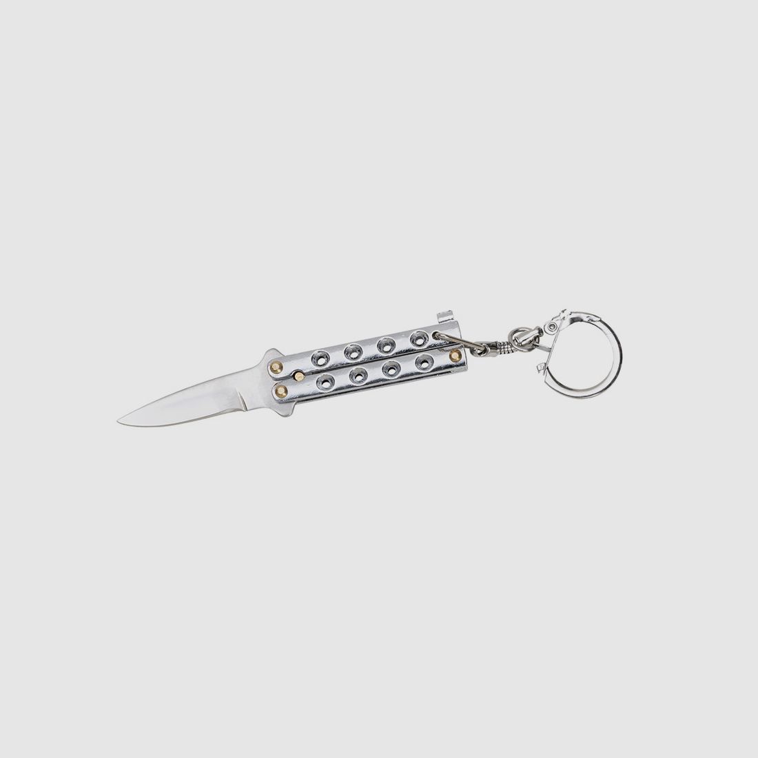 SchlĂĽsselanhĂ¤nger Mini Butterfly Messer Stahl KlingenlĂ¤nge 40 mm silber abnehmbarer SchlĂĽsselring